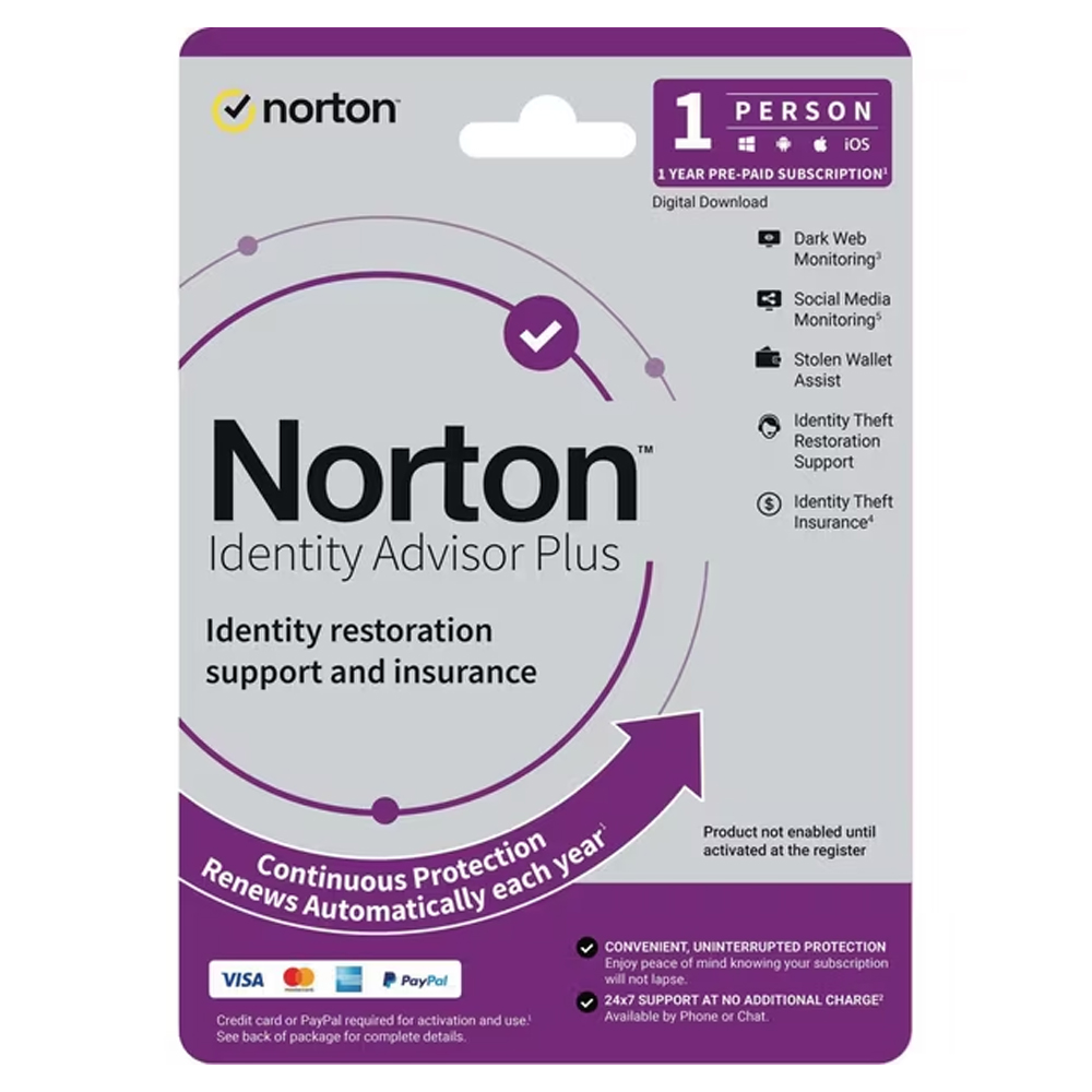 Norton Identity Advisor Plus 1 Person 1 Year Email Key