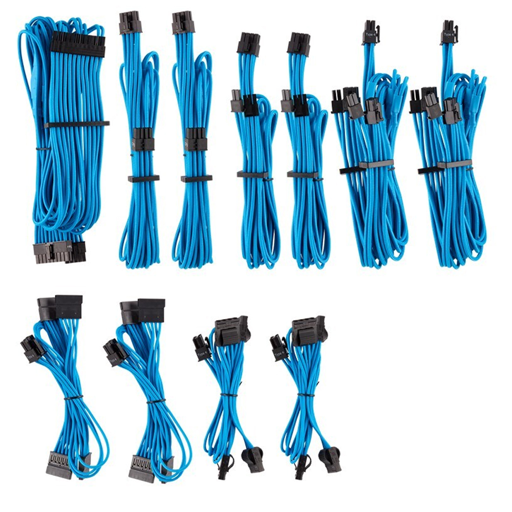 For Corsair PSU - BLUE Premium Individually Sleeved DC Cable Pro Kit, Type 4 (Generation 4)