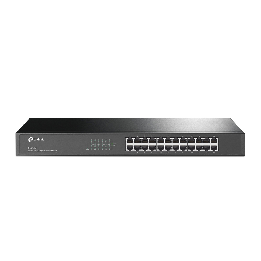 TP-Link TL-SF1024 24-Port 10/100Mbps Rackmount Unmanaged Switch energy-efficient Supports MAC 19-inch rack-mountable steel case 4.8 Gbps Switching Cap